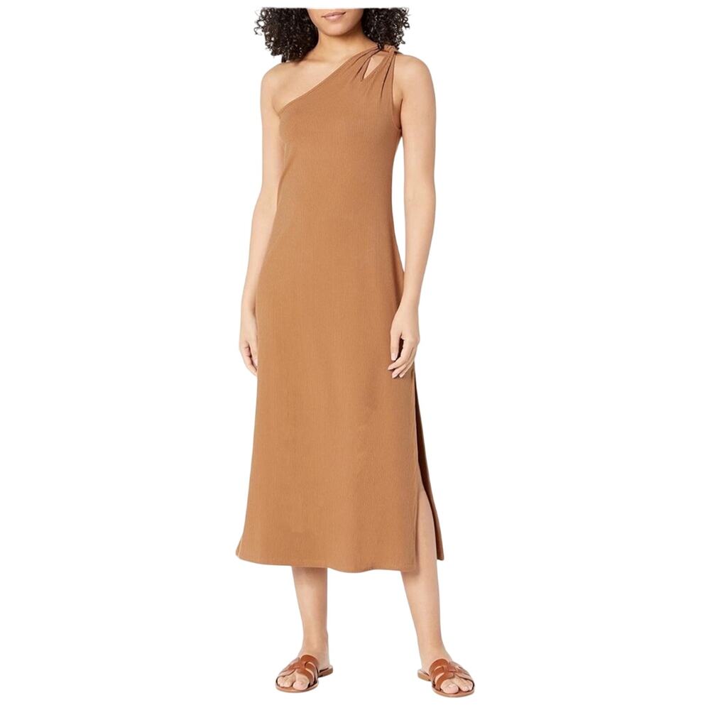 The Drop Tencel Chocolate Brown One Shoulder Cutout Maxi Dress NWT 3X summer